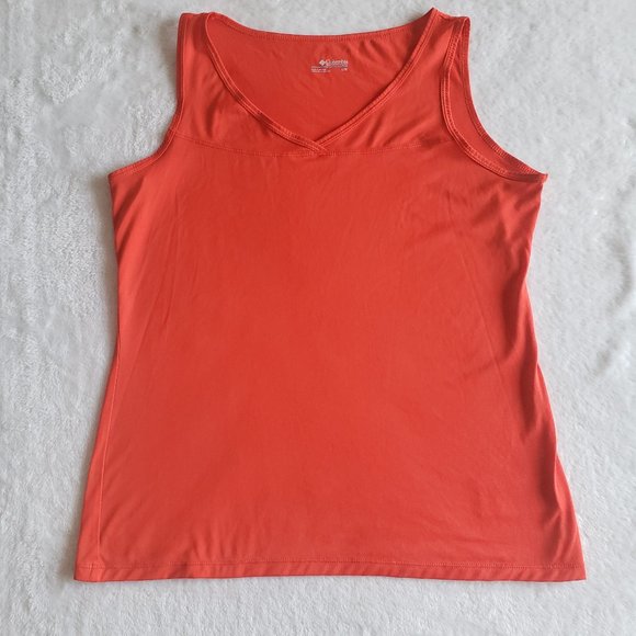 COLUMBIA V Neck Sleeveless Polyester Active Red Tank Top SZ L - Picture 4 of 17